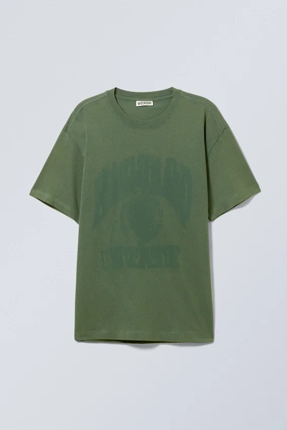 Oversized Graphic Printed T-Shirt – Washed Dark Green Oversized Graphic Printed T-Shirt – Washed Dark Green