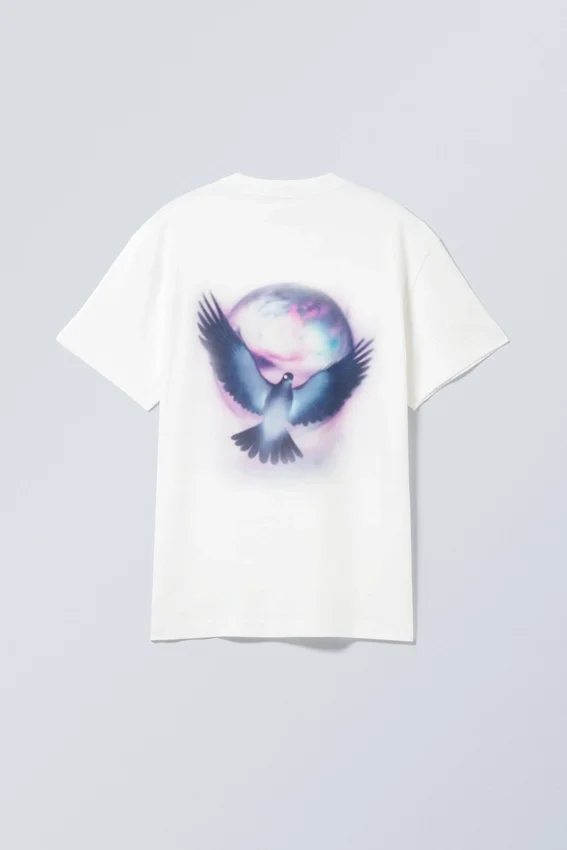 Oversized Graphic Printed T-Shirt – White – Blue Dove Oversized Graphic Printed T-Shirt – White – Blue Dove