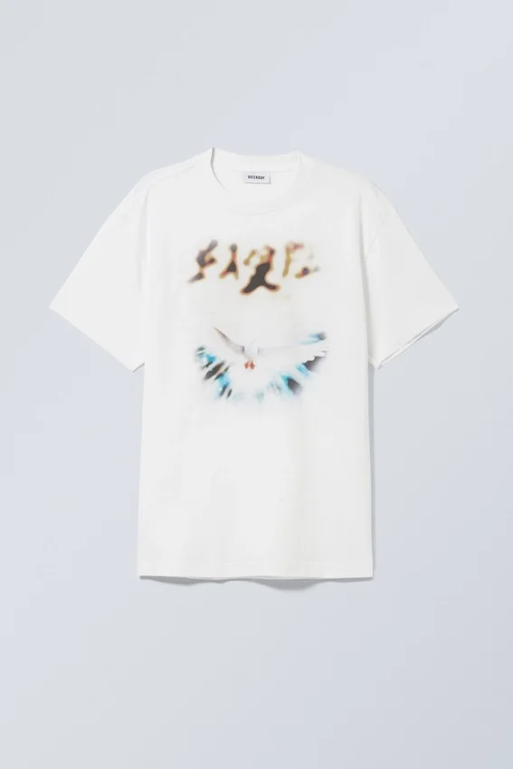 Oversized Graphic Printed T-Shirt – White – Blurry Dove Oversized Graphic Printed T-Shirt – White – Blurry Dove