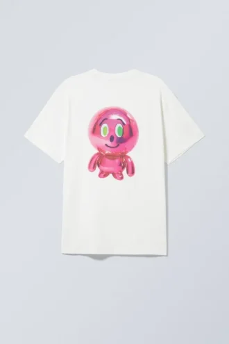 Oversized Graphic Printed T-Shirt – White – Shiny Guy