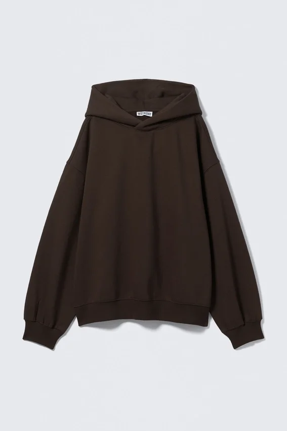 Oversized Heavy Cotton Fleece Hoodie – Dark Brown Oversized Heavy Cotton Fleece Hoodie – Dark Brown