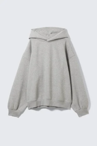 Oversized Heavy Cotton Fleece Hoodie – Grey Melange