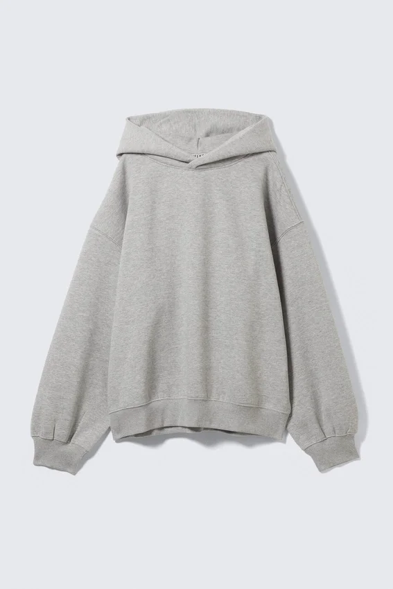 Oversized Heavy Cotton Fleece Hoodie – Grey Melange Oversized Heavy Cotton Fleece Hoodie – Grey Melange