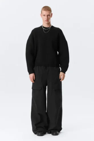 Oversized Heavyweight Cotton Sweater – Black