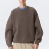 Oversized Heavyweight Cotton Sweater – Brown Melange Oversized Heavyweight Cotton Sweater – Brown Melange