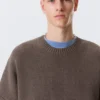 Oversized Heavyweight Cotton Sweater – Brown Melange Oversized Heavyweight Cotton Sweater – Brown Melange