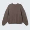 Oversized Heavyweight Cotton Sweater – Brown Melange Oversized Heavyweight Cotton Sweater – Brown Melange