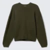 Oversized Heavyweight Cotton Sweater – Dark Khaki Green Oversized Heavyweight Cotton Sweater – Dark Khaki Green