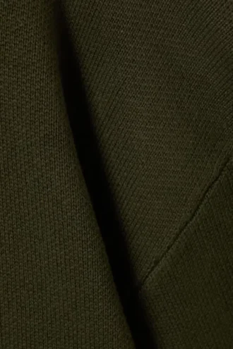 Oversized Heavyweight Cotton Sweater – Dark Khaki Green
