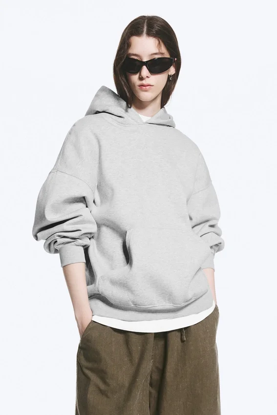 Oversized Heavyweight Hoodie – Light Grey Melange Oversized Heavyweight Hoodie – Light Grey Melange