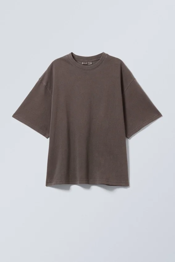 Oversized Heavyweight T-Shirt – Washed Dark Brown Oversized Heavyweight T-Shirt – Washed Dark Brown