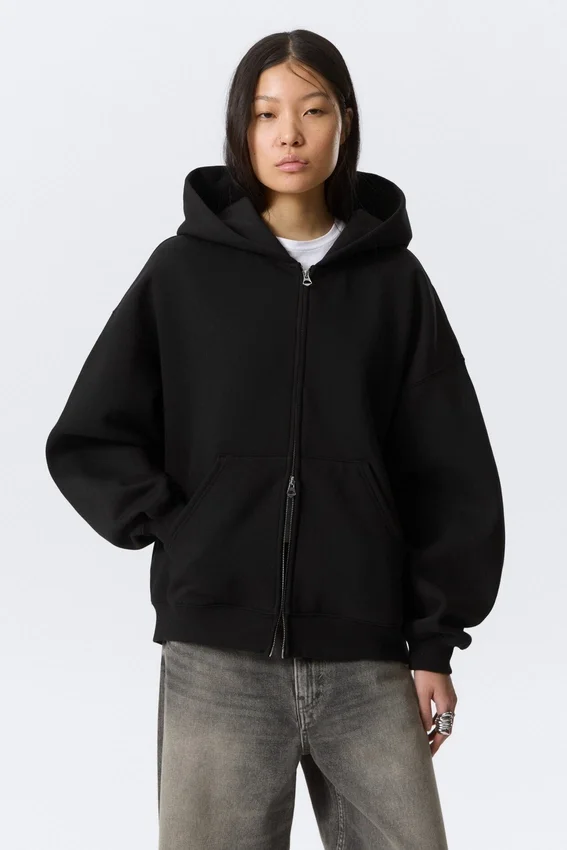 Oversized Heavyweight Zip Hoodie – Black Oversized Heavyweight Zip Hoodie – Black
