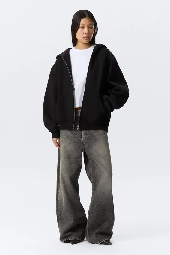 Oversized Heavyweight Zip Hoodie – Black Oversized Heavyweight Zip Hoodie – Black