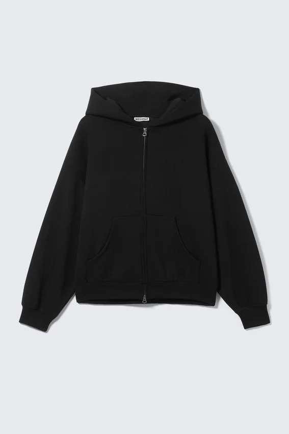 Oversized Heavyweight Zip Hoodie – Black Oversized Heavyweight Zip Hoodie – Black