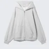 Oversized Heavyweight Zip Hoodie – Grey Melange Oversized Heavyweight Zip Hoodie – Grey Melange