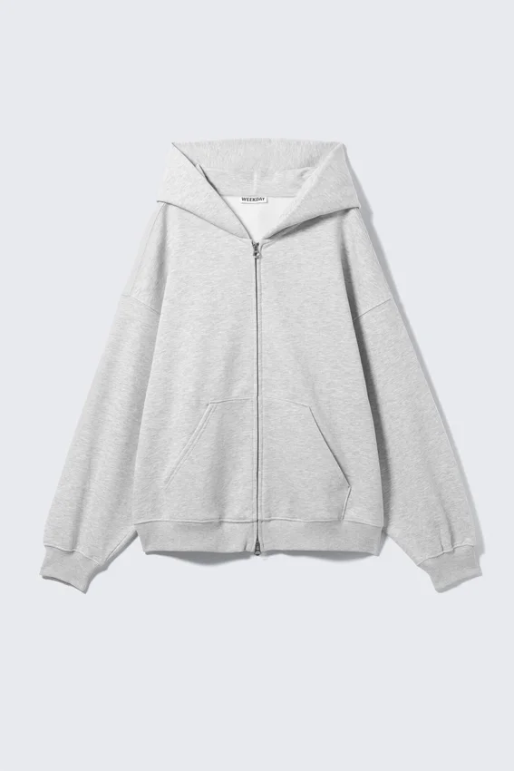 Oversized Heavyweight Zip Hoodie – Grey Melange Oversized Heavyweight Zip Hoodie – Grey Melange