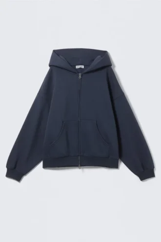 Oversized Heavyweight Zip Hoodie – Navy Blue