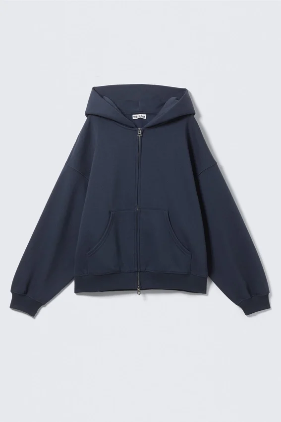 Oversized Heavyweight Zip Hoodie – Navy Blue Oversized Heavyweight Zip Hoodie – Navy Blue