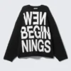 Oversized Jacquard Knitted Sweater – Black – New Beginnings Oversized Jacquard Knitted Sweater – Black – New Beginnings