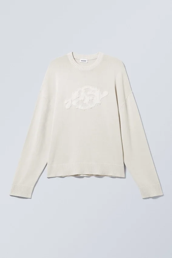 Oversized Knitted Graphic Sweater – Light Dusty Mole Oversized Knitted Graphic Sweater – Light Dusty Mole