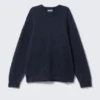 Oversized Knitted Mohair Blend Sweater – Dark Blue Melange Oversized Knitted Mohair Blend Sweater – Dark Blue Melange