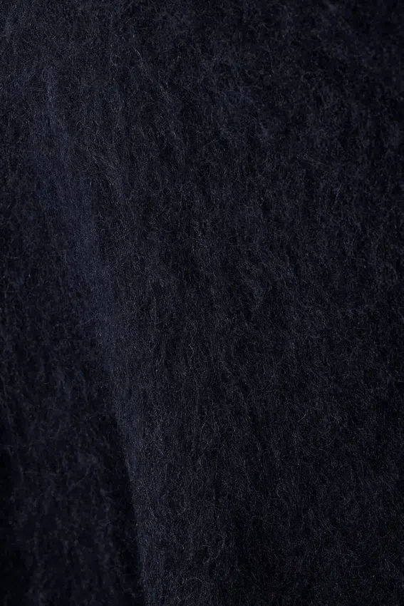 Oversized Knitted Mohair Blend Sweater – Dark Blue Melange Oversized Knitted Mohair Blend Sweater – Dark Blue Melange