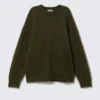 Oversized Knitted Mohair Blend Sweater – Dark Green Oversized Knitted Mohair Blend Sweater – Dark Green