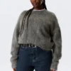 Oversized Knitted Mohair Blend Sweater – Dark Grey