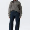 Oversized Knitted Mohair Blend Sweater – Dark Grey