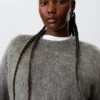 Oversized Knitted Mohair Blend Sweater – Dark Grey