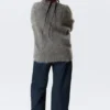 Oversized Knitted Mohair Blend Sweater – Dark Grey