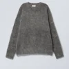 Oversized Knitted Mohair Blend Sweater – Dark Grey