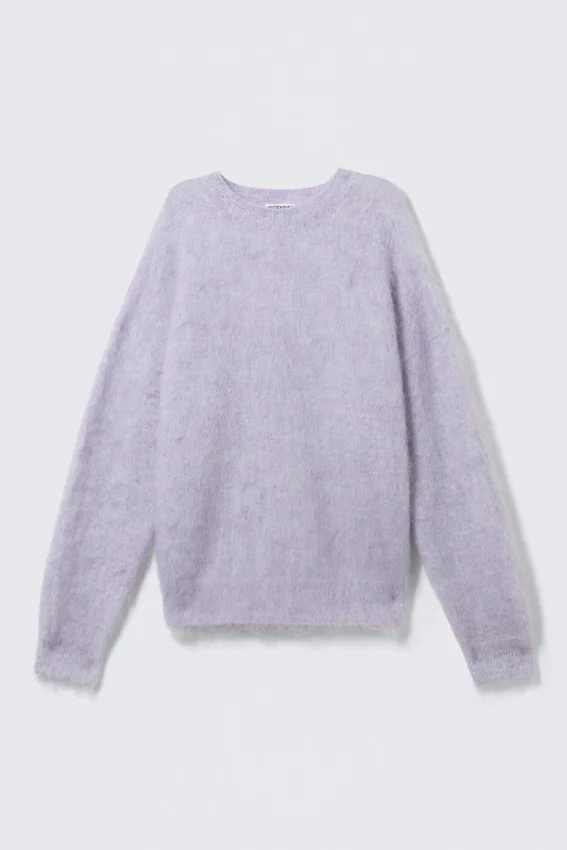 Oversized Knitted Mohair Blend Sweater – Light Purple Melange Oversized Knitted Mohair Blend Sweater – Light Purple Melange