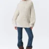 Oversized Knitted Turtleneck Sweater – White – Multicoloured Oversized Knitted Turtleneck Sweater – White – Multicoloured