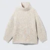 Oversized Knitted Turtleneck Sweater – White – Multicoloured Oversized Knitted Turtleneck Sweater – White – Multicoloured