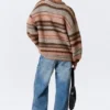 Oversized Knitted V-Neck Sweater – Brown & Orange Stripe Oversized Knitted V-Neck Sweater – Brown & Orange Stripe