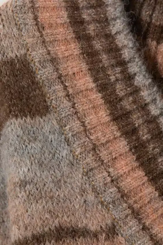 Oversized Knitted V-Neck Sweater – Brown & Orange Stripe Oversized Knitted V-Neck Sweater – Brown & Orange Stripe