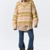 Oversized Knitted V-Neck Sweater – Striped Yellow Oversized Knitted V-Neck Sweater – Striped Yellow