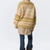 Oversized Knitted V-Neck Sweater – Striped Yellow Oversized Knitted V-Neck Sweater – Striped Yellow