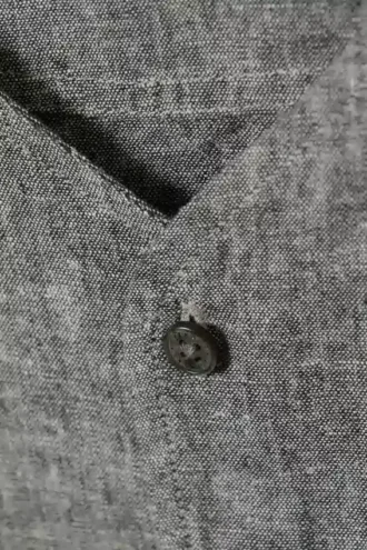 Oversized Linen Blend Baseball Shirt – Dark Grey