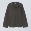 Oversized Long Sleeve Polo Shirt – Dark Grey Oversized Long Sleeve Polo Shirt – Dark Grey