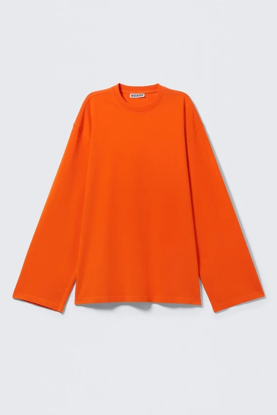 Oversized Long Sleeve T-Shirt – Bright Orange Oversized Long Sleeve T-Shirt – Bright Orange