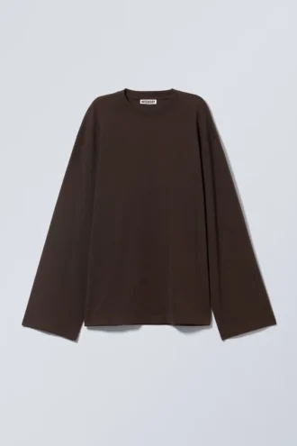 Oversized Long Sleeve T-Shirt – Dark Brown