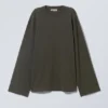 Oversized Long Sleeve T-Shirt – Dark Khaki Green Oversized Long Sleeve T-Shirt – Dark Khaki Green