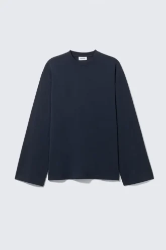 Oversized Long Sleeve T-Shirt – Dark Navy Blue
