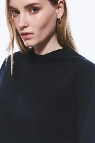 Oversized Long Sleeve T-Shirt – Dark Navy Blue