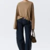 Oversized Long Sleeve T-Shirt – Washed Dark Beige