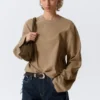 Oversized Long Sleeve T-Shirt – Washed Dark Beige