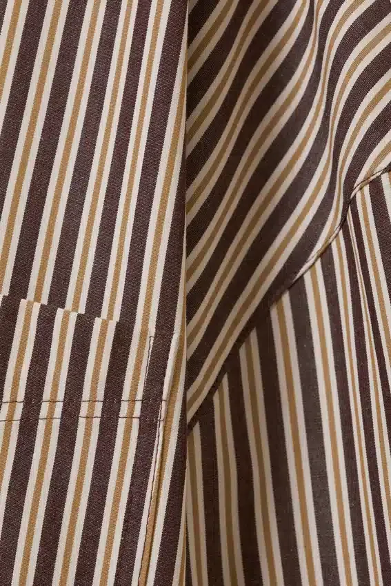 Oversized Long-Sleeved Cotton Shirt – Burgundy & Yellow Stripes Oversized Long-Sleeved Cotton Shirt – Burgundy & Yellow Stripes