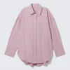 Oversized Long-Sleeved Cotton Shirt – Dusty Pink